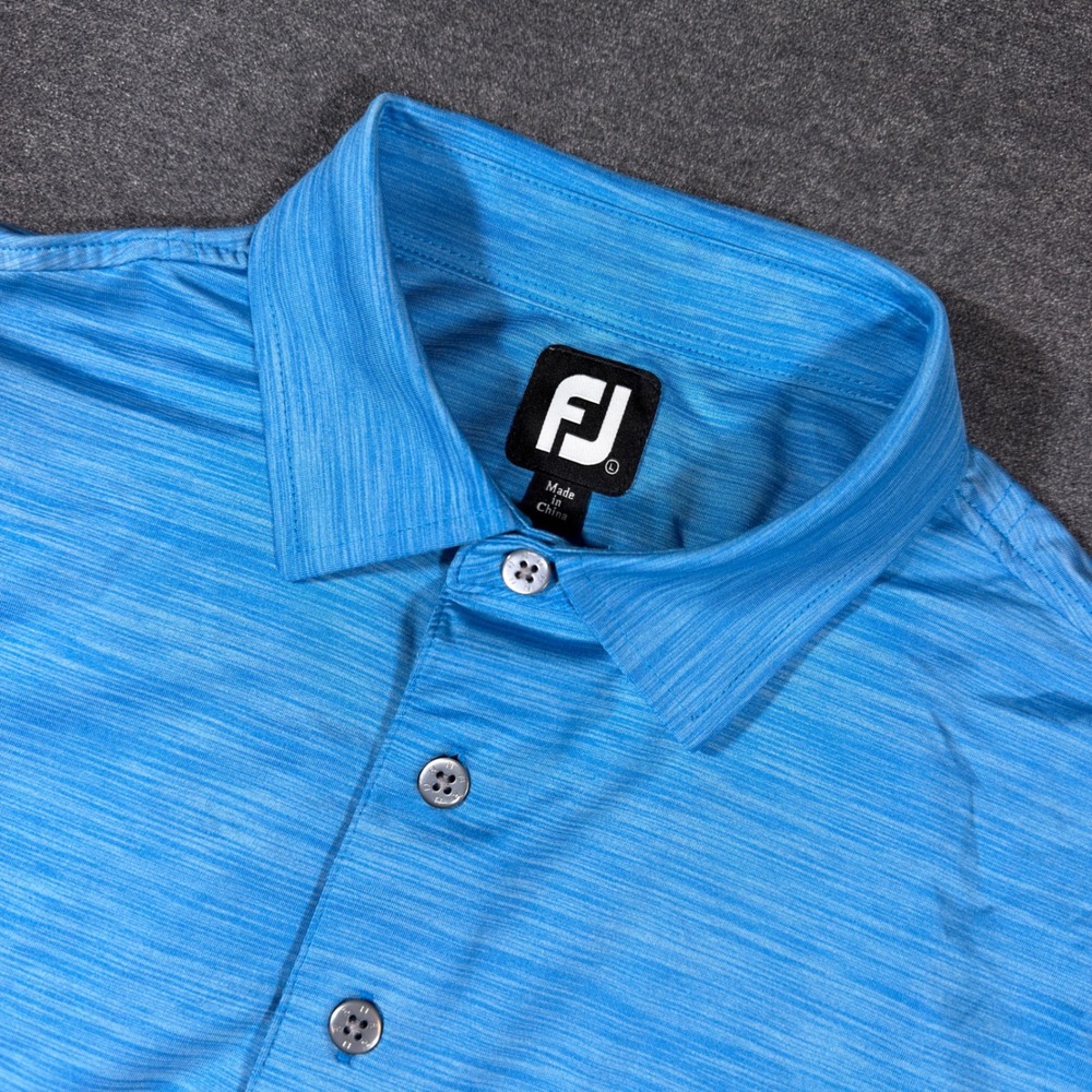 FootJoy Golf Polo Shirt Mens L Heathered Blue Performance Short Sleeve Stretch